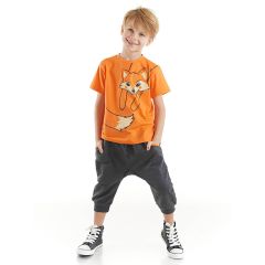Orange Fox Boy T-shirt&Capri Set