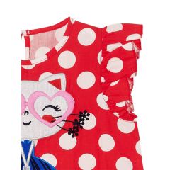 Polka Dot Kitty Girl Poplin Dress