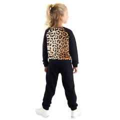 Plush Leopard Girl Black Tracksuit