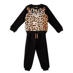 Plush Leopard Girl Black Tracksuit