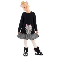 Silver Leopard Girl Black Dress