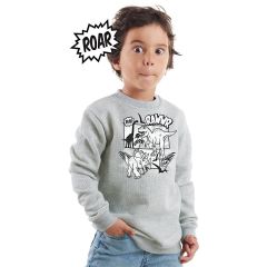 Cartoon Dino Boy Grey Sweatshirt