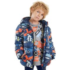 Vehicles Boy Navy Blue Puffer Coat