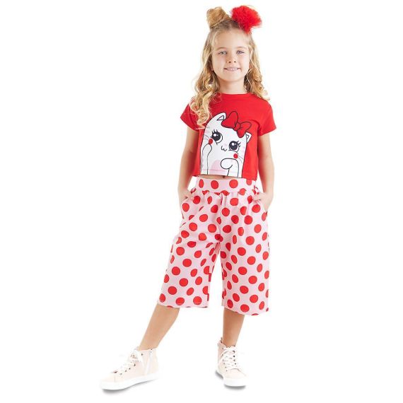 Girl's T-shirt&Poplin Pants Set