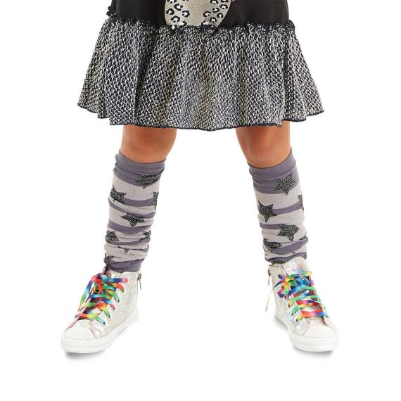 Grey Striped Girl Leg Warmer