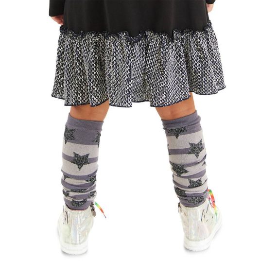 Grey Striped Girl Leg Warmer