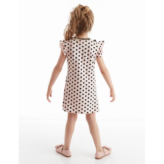 Pompom Dotted Pink Girl Dress
