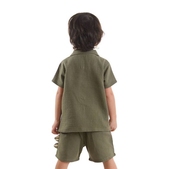 Dino Muslin Boy Shirt&Shorts Set
