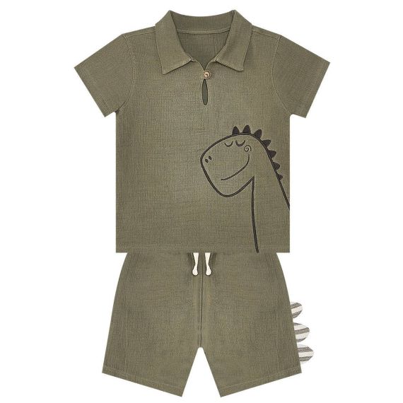 Dino Muslin Boy Shirt&Shorts Set