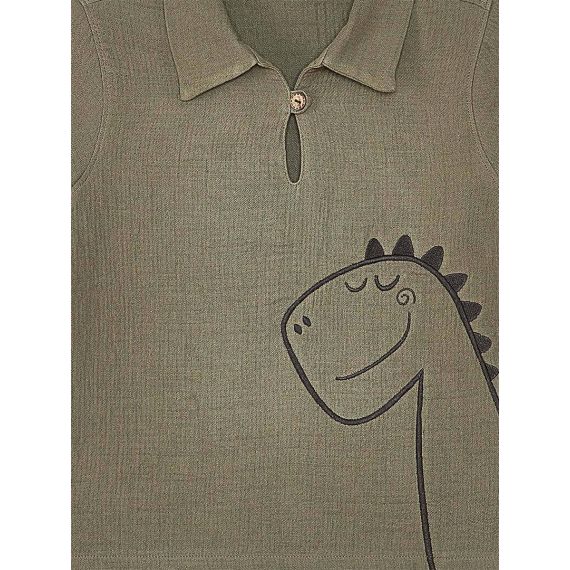 Dino Muslin Boy Shirt&Shorts Set