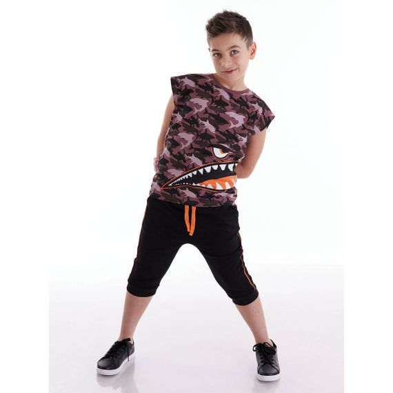 Camo Shark Boy T-shirt&Baggy Set