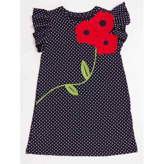 Dotted Poppy Cotton Girl Dress