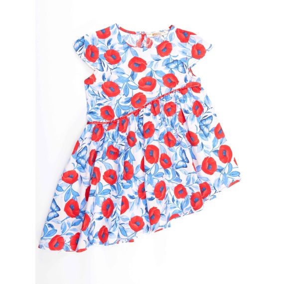Poppy Red&Blue Poplin Girl Dress