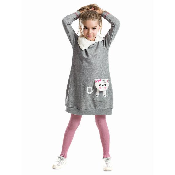 Kitten on Pocket Girl Dress