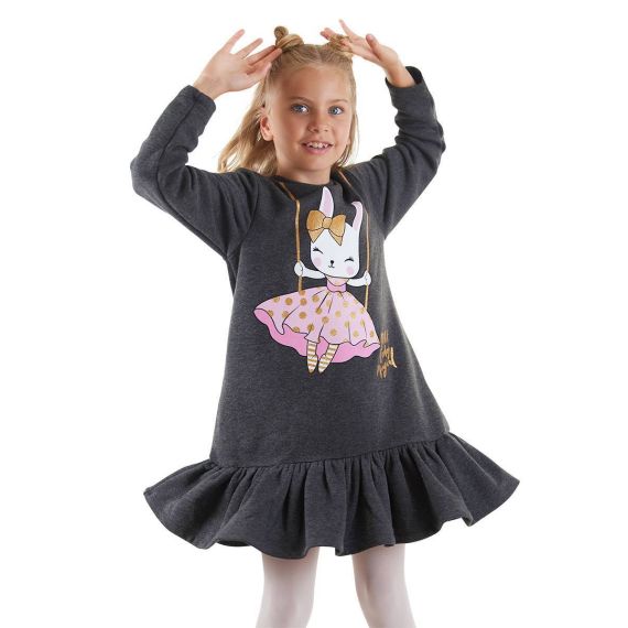 Giitter Rabbit Girl Anthracite Dress