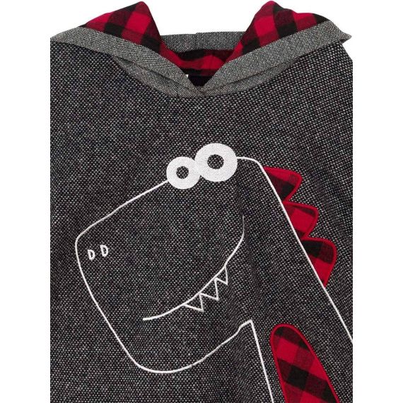 Checked Dino Boy Anthracite Hoodie