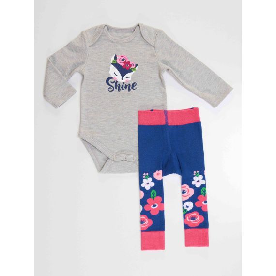 Fox Baby Girl Leggings+Bodysuit Set